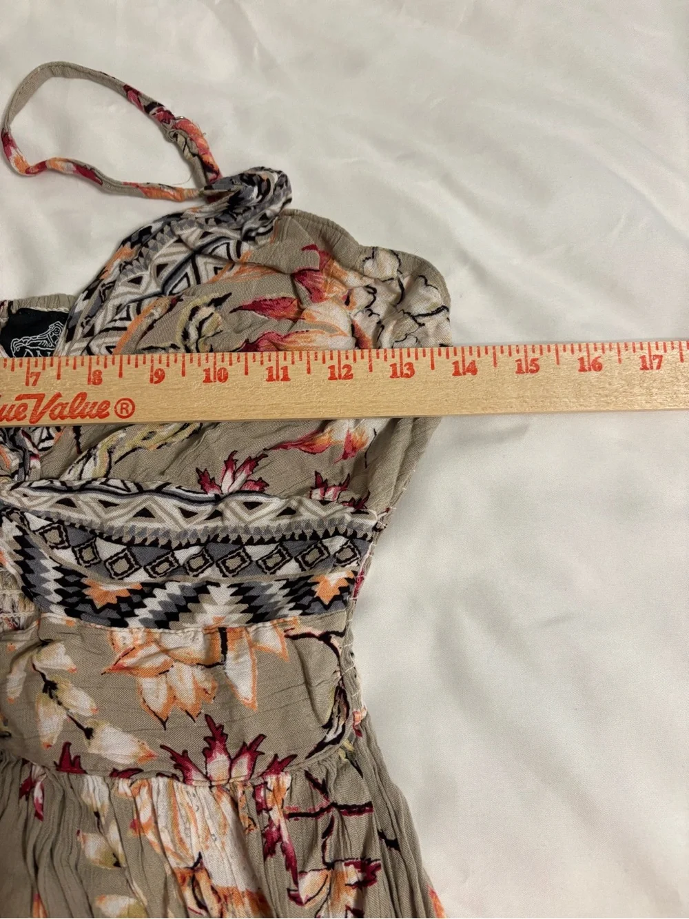 Angie Boho Floral Maxi Dress M Smocked Back Sleeveless Rayon Festival - Picture 3 of 8